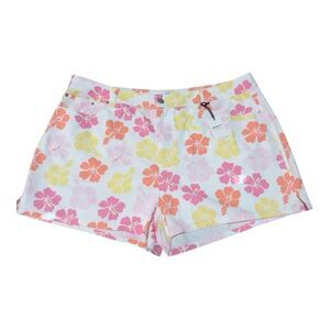 Forever 22 Plus Size White Pink Yellow Orange Lightweight Floral Shorts Size 20